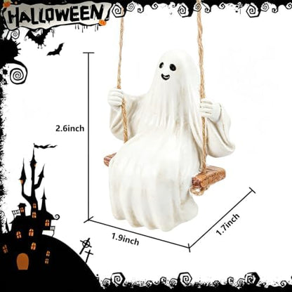 YGMONER Cute Swinging Ghost Car Mirror Hanging Ornament Halloween Car Interior - Image 2