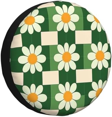 Retro Groovy Daisy Flower Spare Tire Cover Wheel Protectors by Helhappy
