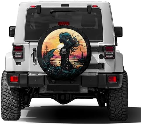 Beautiful Mermaid Silhouette Fresh Spare Tire Cover by Foruidea