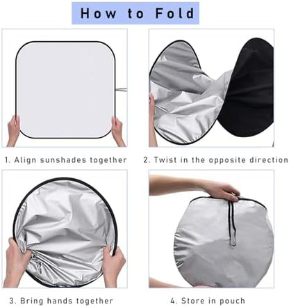 Ziciner 2 PCS Car Windshield Sun Shade, Auto Sun Heat and UV Rays Blocker - Image 3