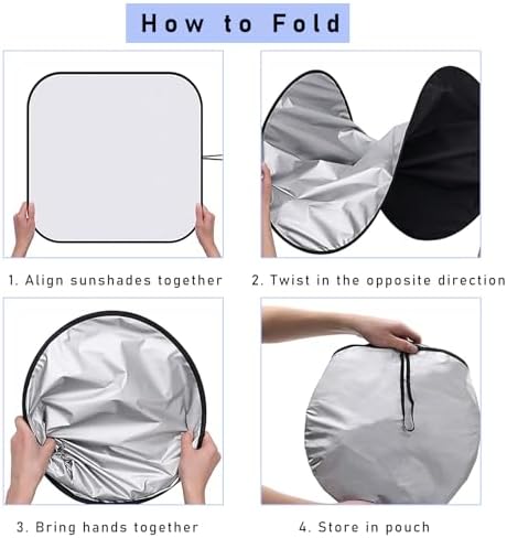 Ziciner 2 PCS Car Windshield Sun Shade, Auto Sun Heat and UV Rays Blocker - Image 3