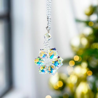 Crystal Snowflake Car Pendant Lucky Hanging Rear View Mirror Ornament - Image 3