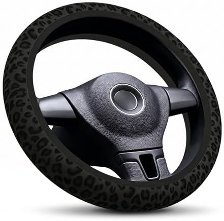 15 Inch Neoprene Steering Wheel Cover Nonslip Black Leopard Print by Unknown
