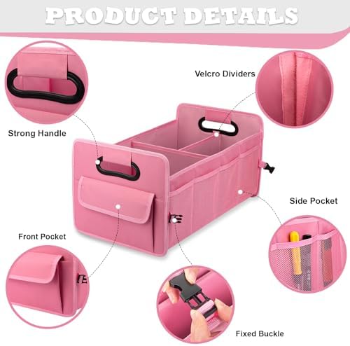 JiatuA Car Trunk Organizer, Collapsible Car Organizers and Storage Pink - Image 3