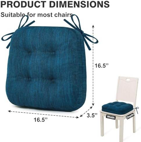 Shinnwa Dining Chair Cushions Set of 6, Dual-Layer Memory Foam Kitchen Chair - Image 6