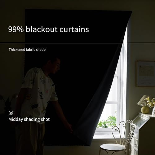 AJAZZ 100% Blackout Shades Window Cover Self Adhesive Curtains Sticky Curtain - Image 4