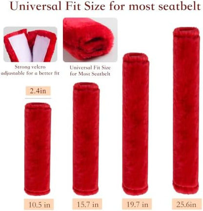 Amooca 25.6in Extra Long Furry Universal Car Seatbelt Cover Shoulder Pad - Image 2