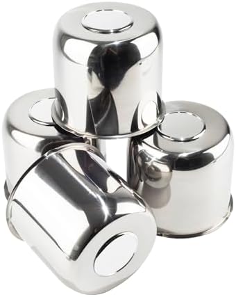 4Pcs 4.9" Stainless Trailer Wheel Center Caps, 4.47" H Chrome - Image 2