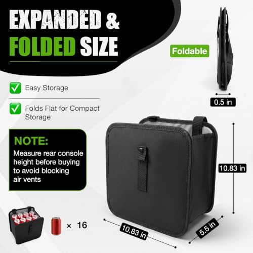 BFXM Car Trash Can, 2.8 Gallons Car Garbage Bag Hanging - Image 2