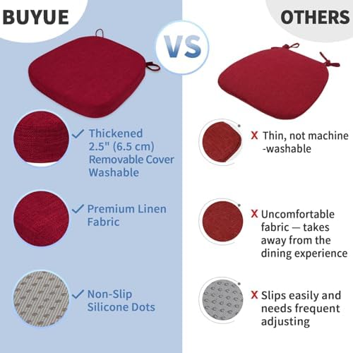 BUYUE Thickened 2.5" Dining Chair Cushions Set of 4, U-Shape High Density Foam - Image 6