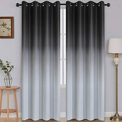 SimpleHome Black to Grey White Ombre Room Darkening Curtains 96 Inch by SimpleHome