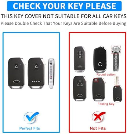 QBUC for KIA Key Fob Cover, Upper Leather + Soft TPU Key Case Shell - Image 2