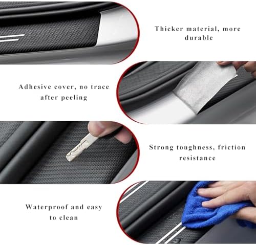 9 PCS Car Door Sill Protector, Anti-Scratch Carbon Fiber Car Door Entry Guards - Image 3