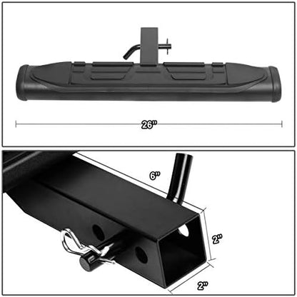 Auto Dynasty Universal 26 Inches Black Powder Coated Oval Rear Tow Hitch Step - Image 2