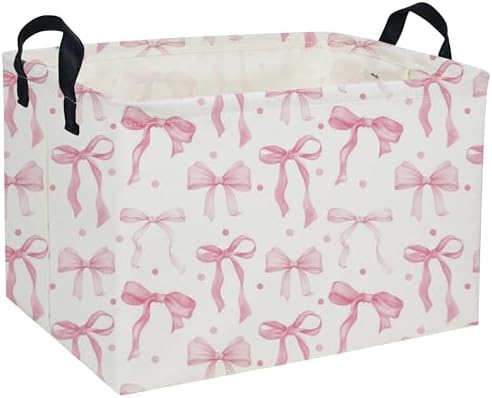 Rectangle Pink bownot Baskets Cute Storage Bin by DDBASKET