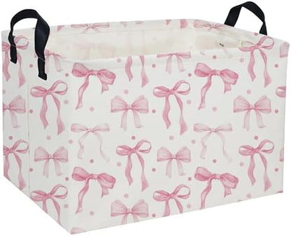 Rectangle Pink bownot Baskets Cute Storage Bin by DDBASKET