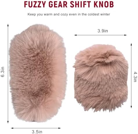2PCS Fluffy Car Gear Shift Knob Cover & Handbrake Cover, Furry Auto Hand Brake - Image 2