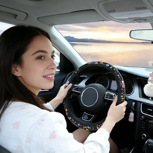 Car Steering Wheel Cover for Women Men, Cute Wildflower - Image 2