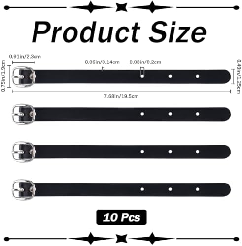GORGECRAFT 10Pcs PU Leather Luggage Labels Strap Adjustable Faux Black Luggage - Image 2