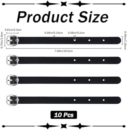 GORGECRAFT 10Pcs PU Leather Luggage Labels Strap Adjustable Faux Black Luggage - Image 2