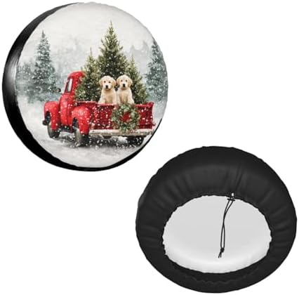 Christmas Red Truck Puppies Spare Tire Cover Universal - Image 3