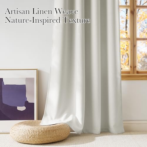 NICETOWN Short Faux Linen Natural Blackout Curtains 63 inches Long - Image 3