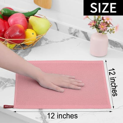 Homaxy 100% Cotton Waffle Weave Kitchen Dish Cloths 24-Pack, Dried Rose - Image 5