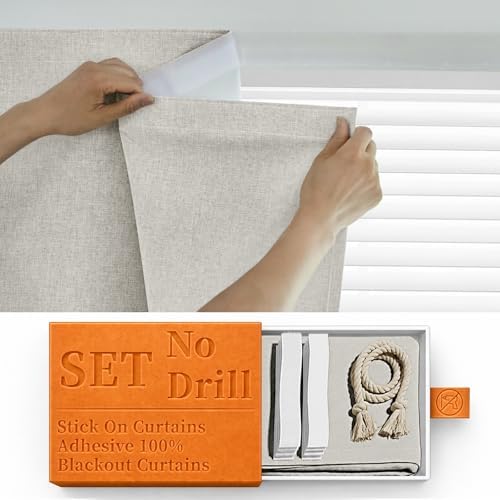 100% Blackout Self Adhesive Curtains Portable Curtain Simple and Easy to by Sovtfides