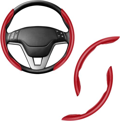 Amiss 2pcs Carbon Fiber Anti-Skid Steering Wheel Cover, Waterproof & Segmented by Amiss