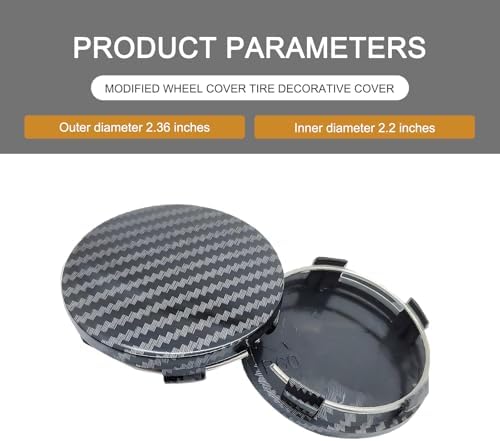 Tesnaao 4 PCS Car Wheel Hub Center Cap, 2.36" x 2.2" Wheel Hub Modification - Image 2
