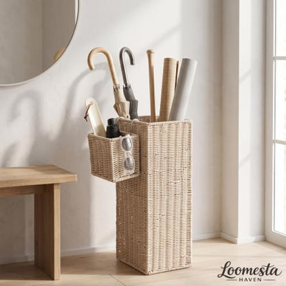Wicker Umbrella Stand for Entryway, Decorative Rattan Holder - Image 5