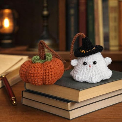 Halloween Crochet Pumpkin Ghost Car Mirror Pendant Charm - Image 7