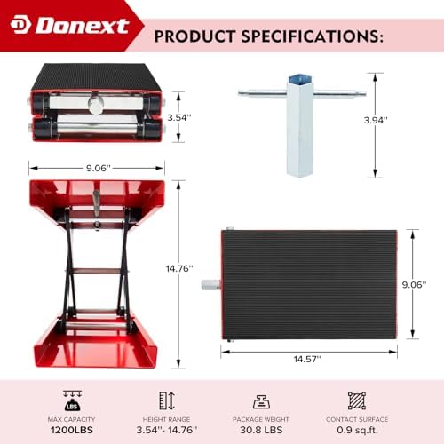 Motorcycle Lift Scissor Jack, 1200 LB Capacity Wide Deck Hoist Stand - Image 2