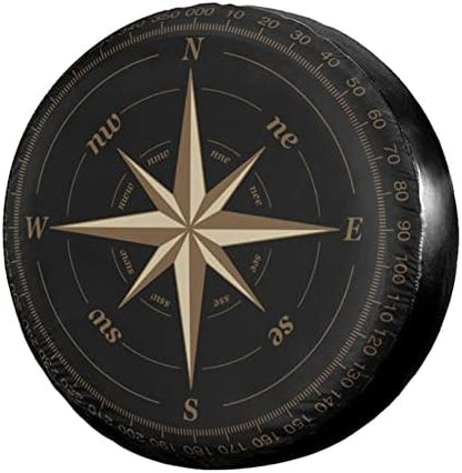 Compass Rose Black Spare Tire Cover Dust-Proof Wheel Tire Cover Fit Trailer by Foruidea