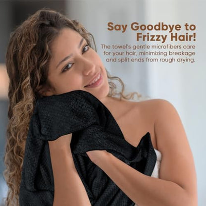 HOMEXCEL 5PK Microfiber Hair Towels, 40x20 in, Fast Drying - Image 3