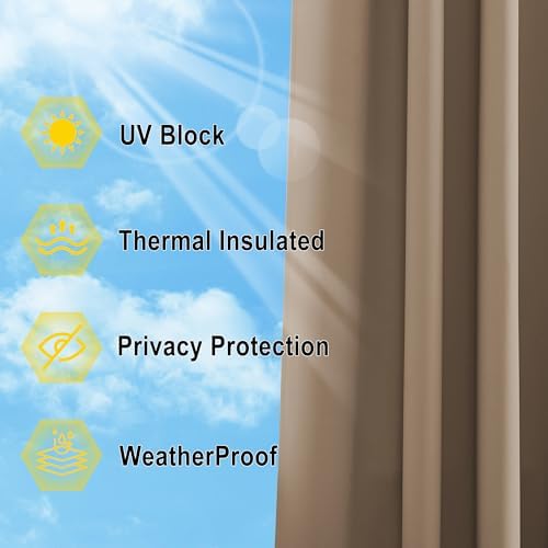 NICETOWN Gazebo Curtains Outdoor Waterproof Sticky Top & Back Tab Bottom - Image 6
