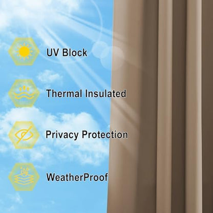 NICETOWN Gazebo Curtains Outdoor Waterproof Sticky Top & Back Tab Bottom - Image 6