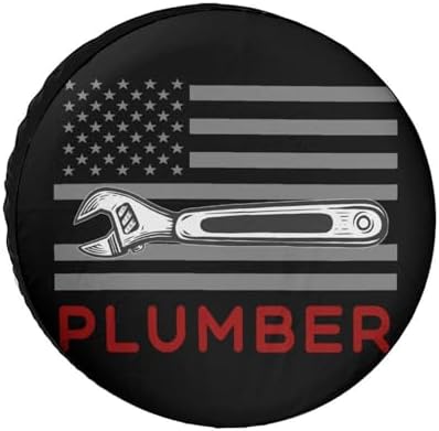 Plumber Plumbing American Flag Tire Covers, Dust-Proof Weatherproof Wheel by Unknown