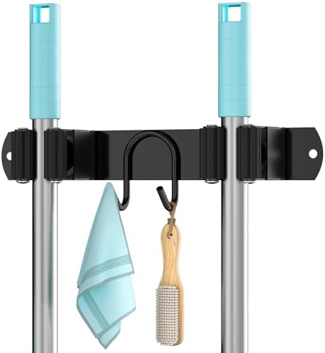 Broom Holder Wall Mount, Stainless Steel Mop and Broom Organizer, Broom Hanger by AURIKAR