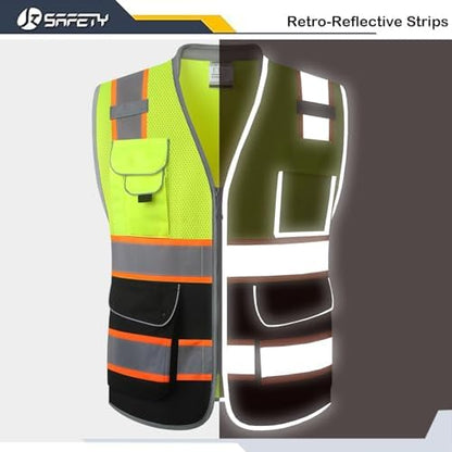 JKSafety Hi Vis Safety Vest for Men Women Cushioned Collar JK101 YBlack 5XL - Image 4