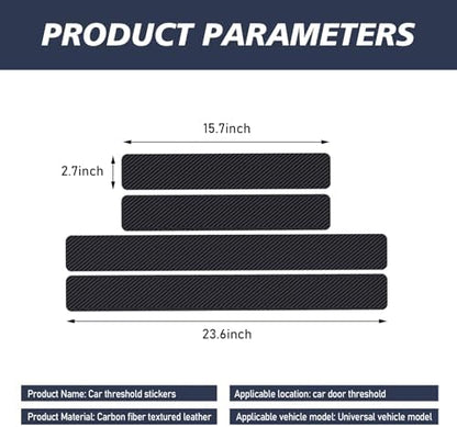 Car Door Sill Protector, 4D Carbon Fiber Flexible Flame Retardant PVC Rubber - Image 2