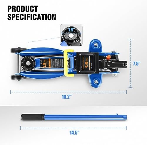 DNA Motoring 1.5 Ton Car Floor Jack Low Profile Hydraulic Trolley Service/Floor - Image 5