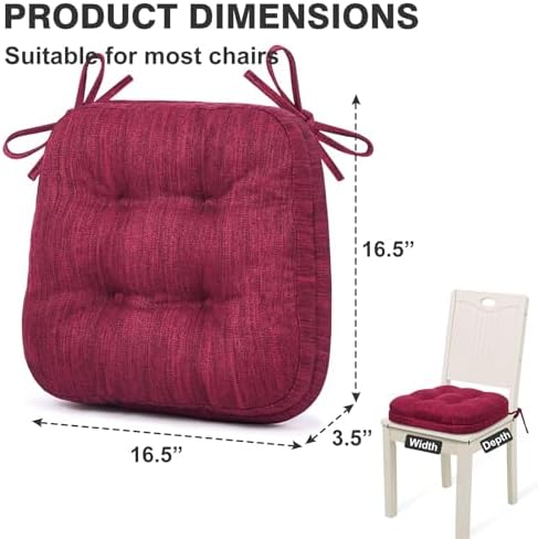 Shinnwa Dining Chair Cushions Set of 4, Dual-Layer Memory Foam Kitchen Chair - Image 6