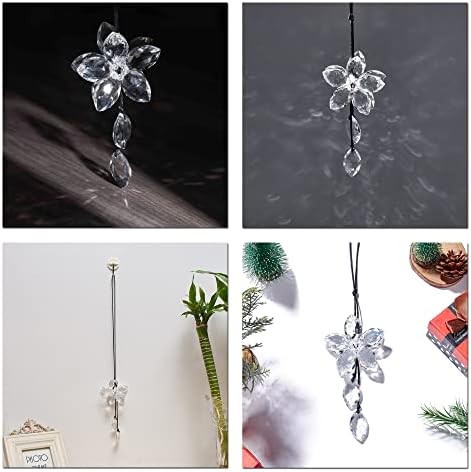Crystal Flower Rear View Mirror Pendant Car Hanging Ornament Lucky Accessory - Image 5
