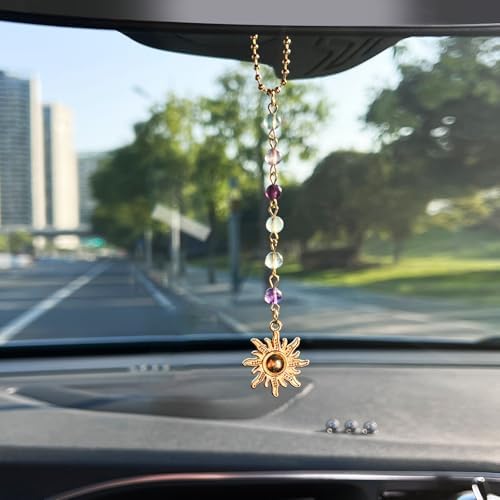 Car Rear View Mirror Accessories Sunny Hanging Ornament, Chakra Rearview Decor - Image 2