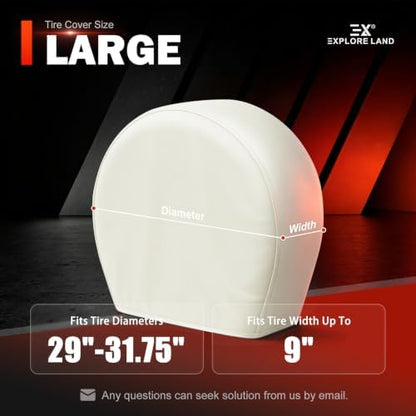 Explore Land Tire Covers 4 Pack Fit Tire Diameters 29-31.75 inch, Off White - Image 6