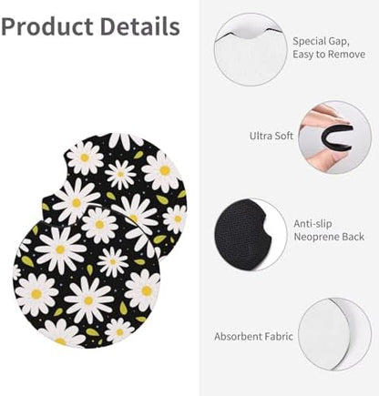 Daisy Steering Wheel Cover Set + 2 Coasters, Breathable Anti-Slip 15 Inch - Image 6
