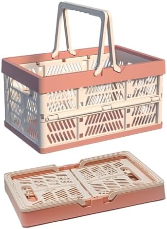 Collapsible Plastic Storage Crate - 20L Folding Organizer Basket Portable by Unknown
