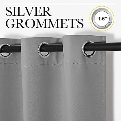 NICETOWN Silver Grey Blackout Curtains, 2 Panels, W42 x L48-inch - Image 2