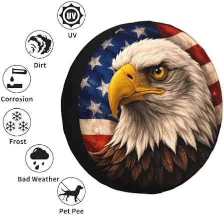 American Flag Eagle Spare Tire Cover Weatherproof Wheel Protectors Universal - Image 5